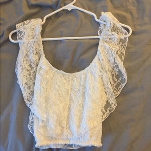 White crop top with lace